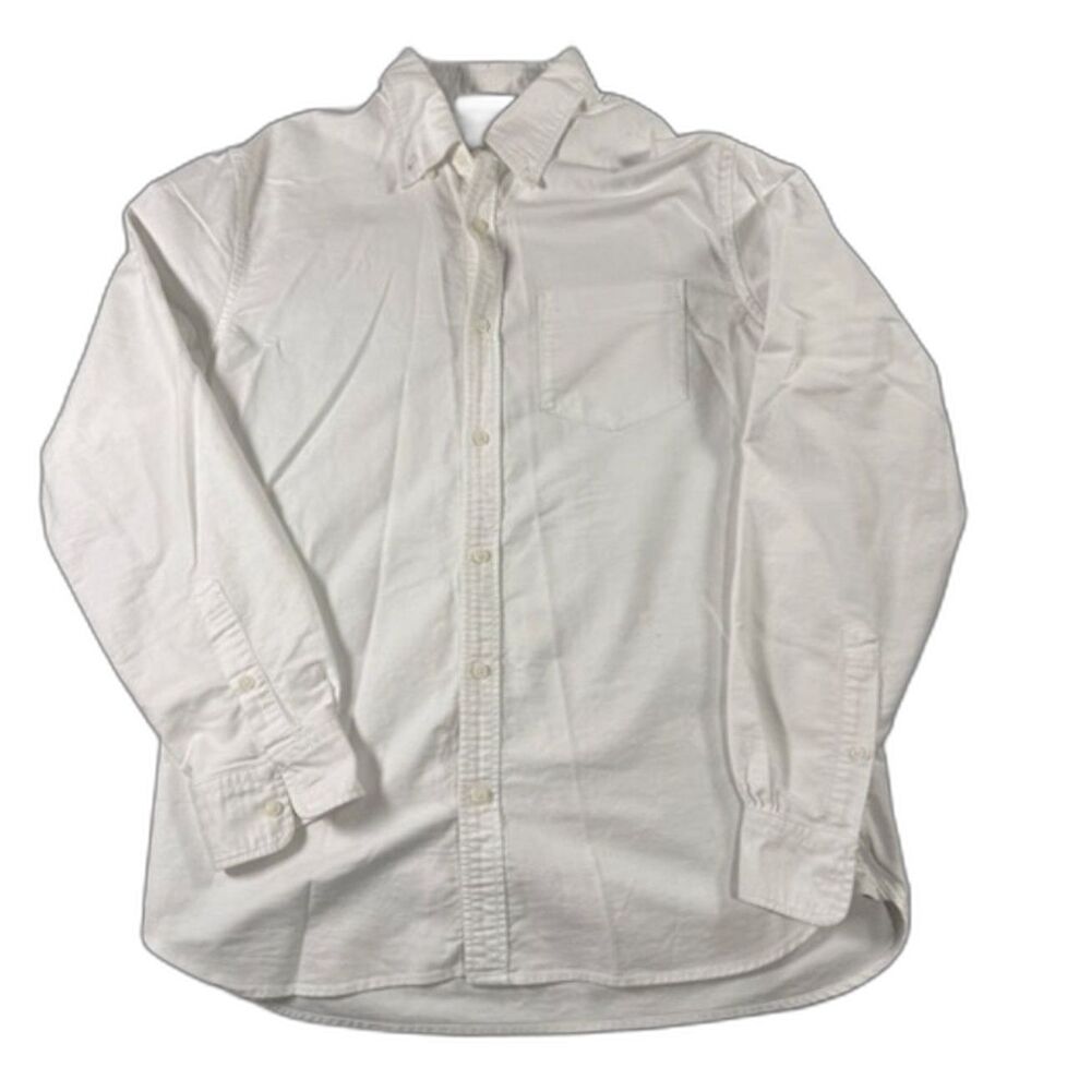 Brandy Melville White Cotton Oxford Button Up Shirt Pleated Preppy One Size